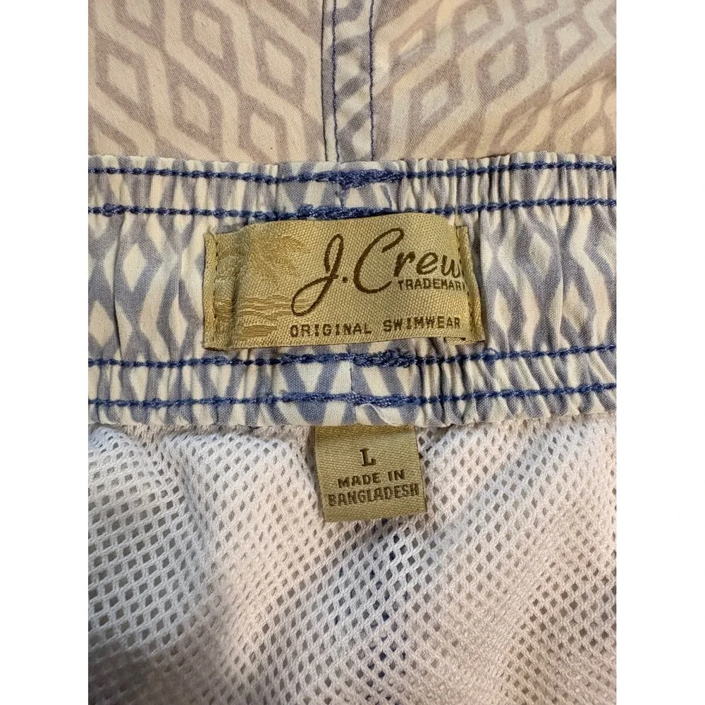 J. Crew Mens Blue Diamond Geometric Swim Trunks Board Shorts Large AV304 SP21